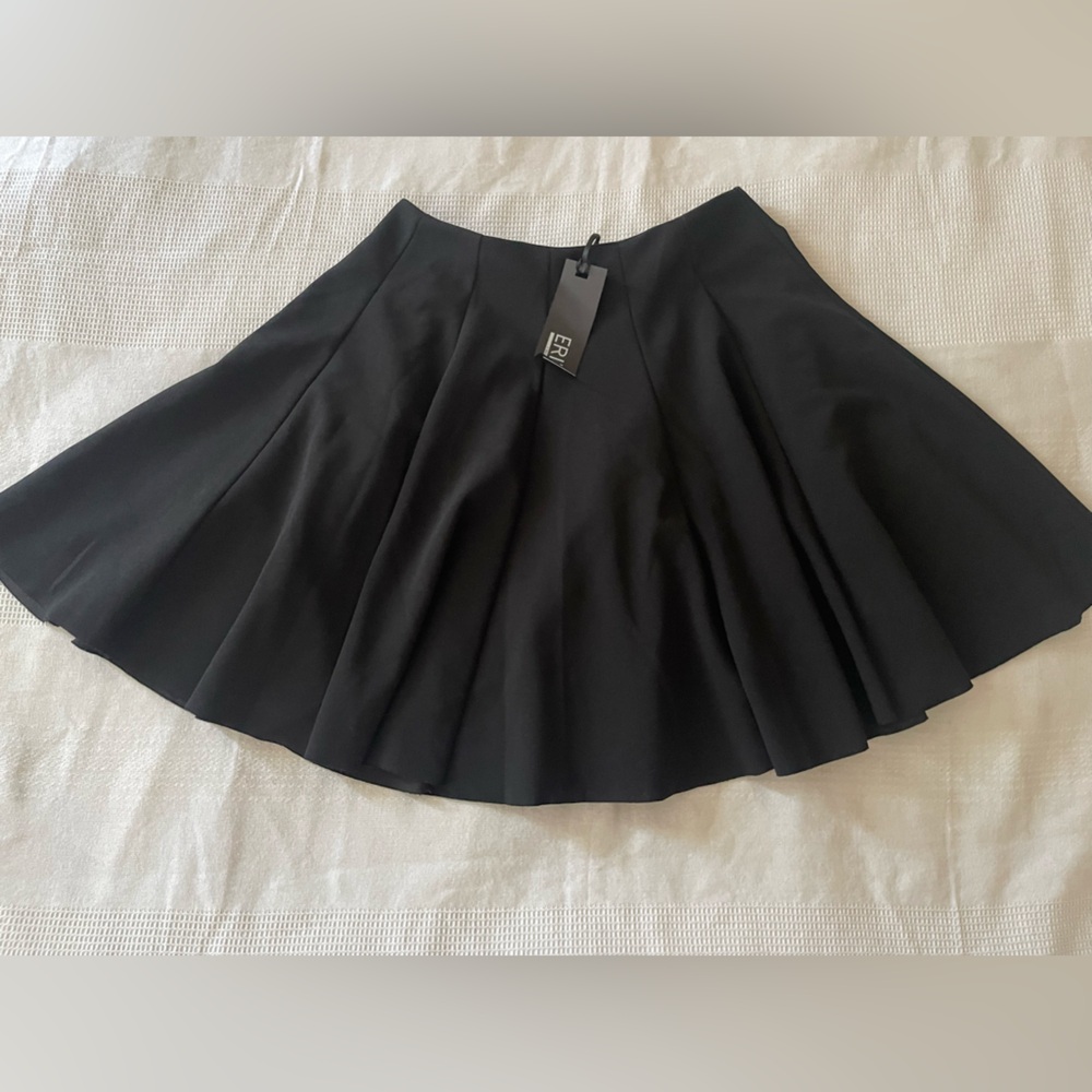 Black Mini Pleated Skater Skirt for Work